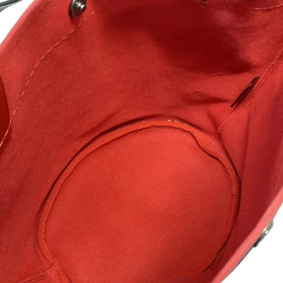 Auth PRADA - Navy Red Denim Leather Tote Bag - Picture 12 of 13